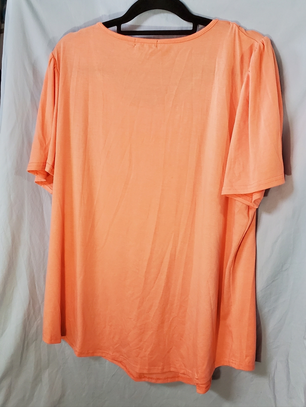 Ofeefan Pleated Front Short Sleeve Womenโs Top - Peach Size XXL - Picture 7 of 9